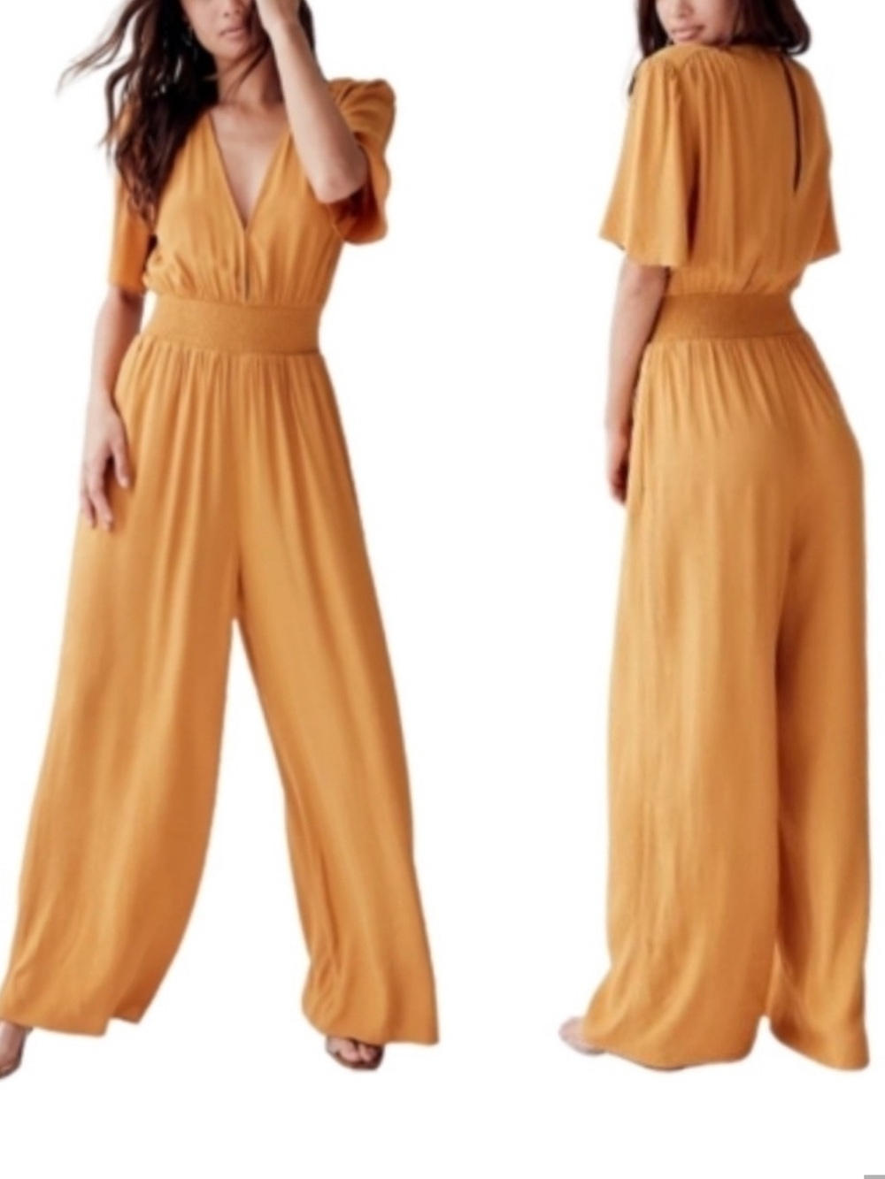 Wilfred NWOT Golden Mustard Wide-Leg Jumpsuit Size S
